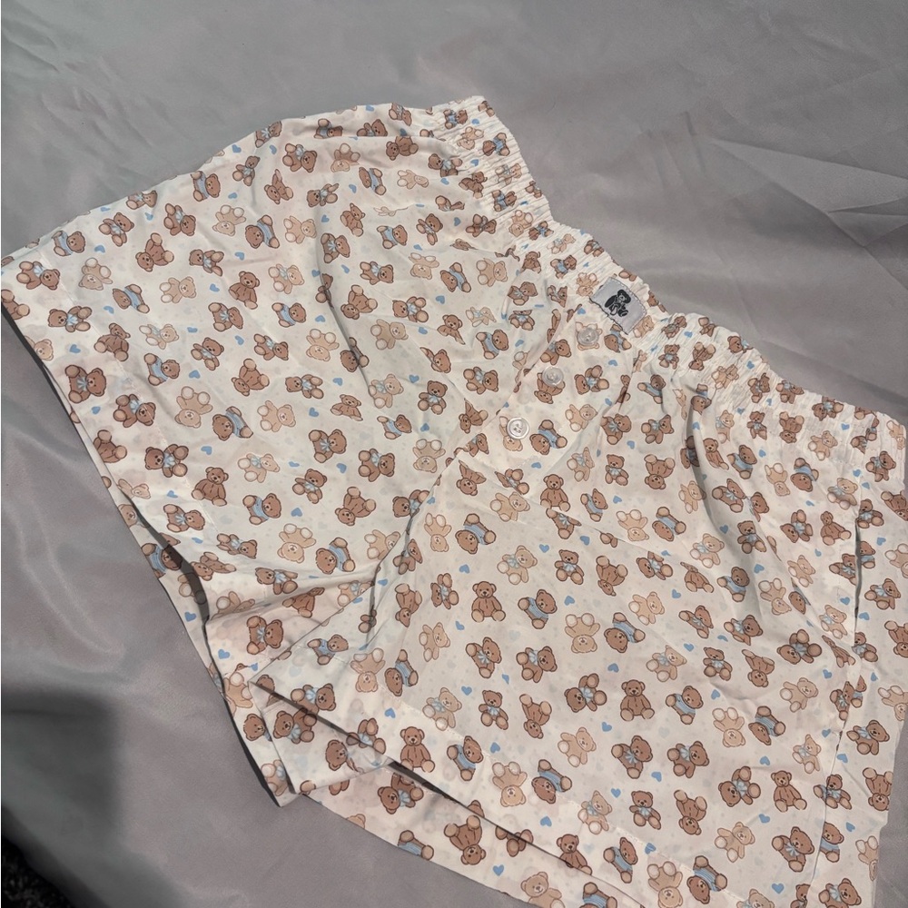 Better Together Dreamy Nights White Teddy Bear Sleep Shorts Sz M 100% Cotton
